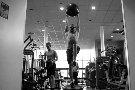   Belgian swimmer Jasper Aerents in action training at the Gym as part of the preparation for the Olympics in 2016 at the   Flemish Training Center of the Swimming Federation in Wachtebeke, Belgium. 