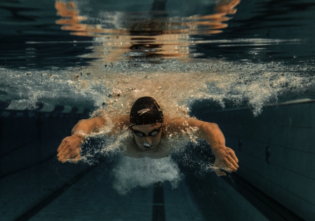  Belgian swimmer Louis Croenen in action during a training at the swimming pool as part of the preparation for the Olympics in 2016 at the Flemish Training Center of the Swimming Federation in Wachtebeke, Belgium.  