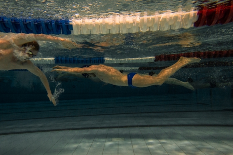  Belgian swimmers during a training at the swimming pool as part of the preparation for the Olympics in 2016 at the Flemish Training Center in Wachtebeke, Belgium. 
