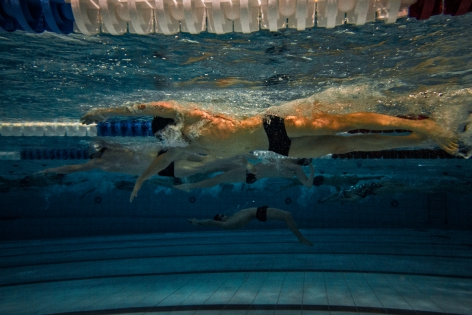  Belgian swimmers during a training session at the swimming pool as part of the preparation for the Olympics in 2016 at the Flemish Training Center of the Swimming Federation in Wachtebeke, Belgium. 