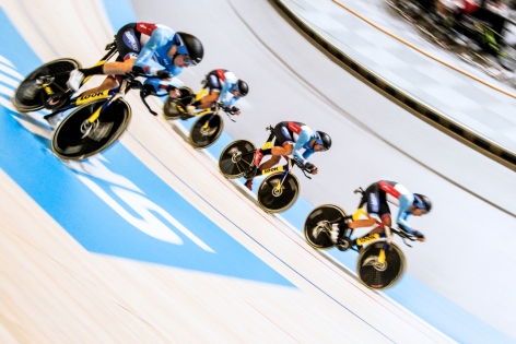  Team of Canada competes in the Men's Team Pursuit of the UCI Track World Cup in Apeldoorn, Netherlands.