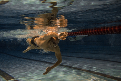  Belgian swimmer Jasper Aerent in action at the swimming pool as part of the preparation for the Olympics in 2016 at the Flemish Training Center of the Swimming Federation in Wachtebeke, Belgium. 