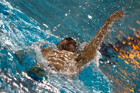  Belgian swimmer Lander Hendrickx competes in the 400m Medley during the Belgian Swimming Championships 25m as part of the preparation for the Olympics in 2016 at the Rozebroeken Olympic Swimming pool in Gent, Belgium.  