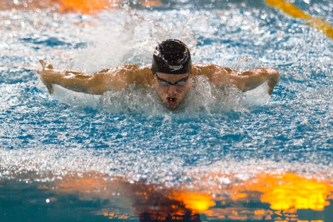  Belgian swimmer Louis Croenen competes in the 200m Butterfly during the Belgian Swimming Championships 25m as part of the preparation for the Olympics in 2016 at the Rozebroeken Olympic Swimming pool in Gent, Belgium.