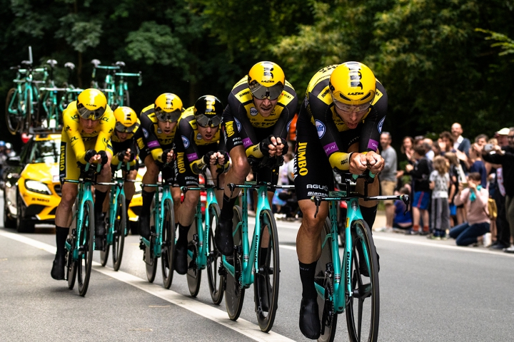  Team Jumbo-Visma during the Time trial of the Tour de France 2019.