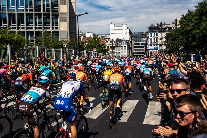  Peloton during the Tour of France 2019.