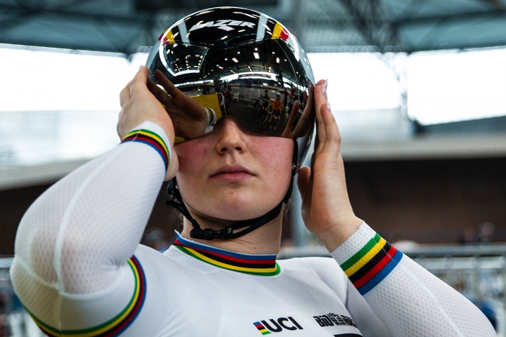  Nicky Degrendele of Belgium before the Keirin finals in Ghent.