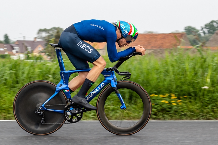  Filippo Ganna of Italy during the 43,30 km Time Trial of the 2021 Road World championships.