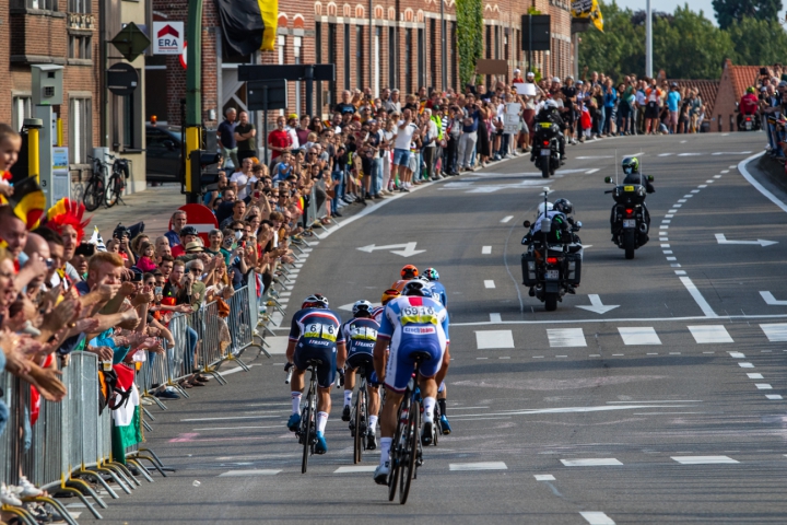  Back of the peloton during the 2021 Road World championships.