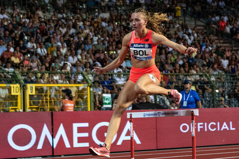  Femke Bol of The Netherlands during the 400m hurdles women during the AG Memorial Van Damme Diamond League in Brussels.
